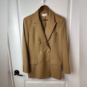 Brooks Brothers Wool Camel Blazer 14 Gold Button Double Breasted USA